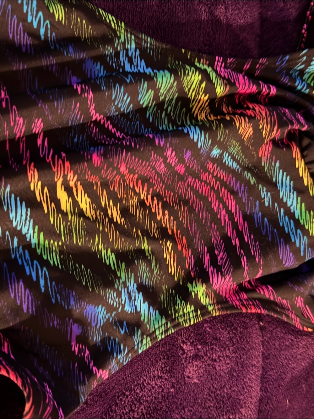 OP Multicolor Wave-Print One-Piece Swimsuit with Black Trim - Picture 2 of 6